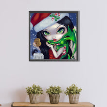 Load image into Gallery viewer, AB Diamond Painting - Full Round - green dragon and christmas girl (45*45CM)
