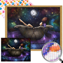 Load image into Gallery viewer, AB Diamond Painting - Full Round - girl under the moon (50*40CM)
