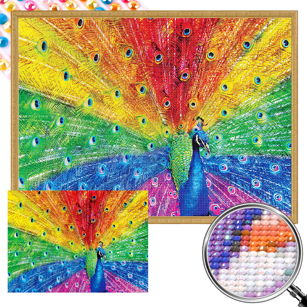 AB Diamond Painting - Full Round - Colorful peacock (55*40CM)