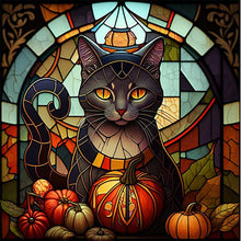 Load image into Gallery viewer, AB Diamond Painting - Full Round - black cat glass art (40*40CM)
