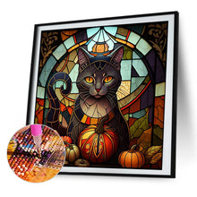 Load image into Gallery viewer, AB Diamond Painting - Full Round - black cat glass art (40*40CM)
