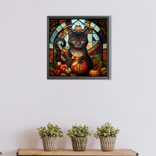 Load image into Gallery viewer, AB Diamond Painting - Full Round - black cat glass art (40*40CM)
