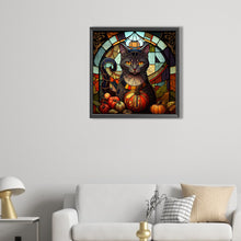 Load image into Gallery viewer, AB Diamond Painting - Full Round - black cat glass art (40*40CM)
