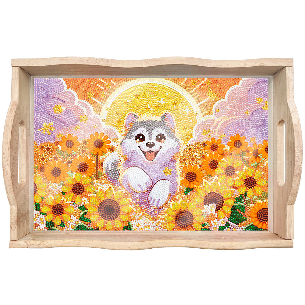 Wooden Cat 5D DIY Diamond Painting Serving Tray Diamond Painting Tray Handicraft