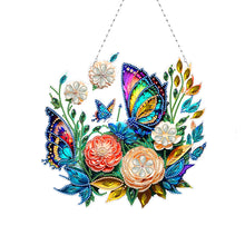 Load image into Gallery viewer, Double Sided Acrylic Flower Butterfly Diamond Painting Decor Diamond Art Pendant
