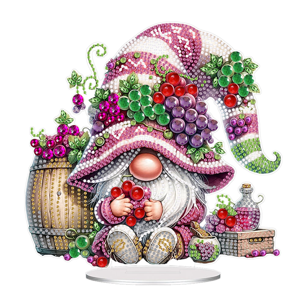 Acrylic Special Shape Fruit Gnome Desktop Diamond Art Kits for Home Office Decor