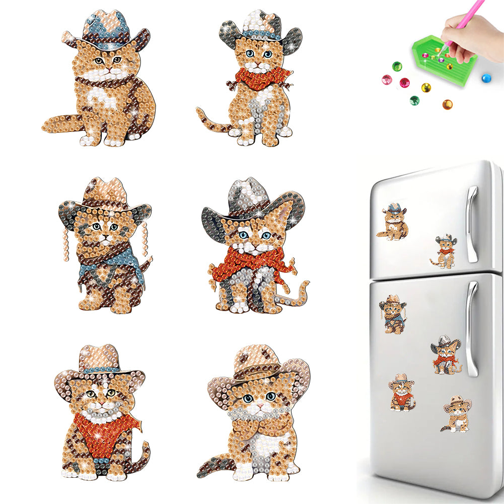 6Pcs Special Shape Animal Diamond Painting Fridge Magnet Diamond Magnets Decals