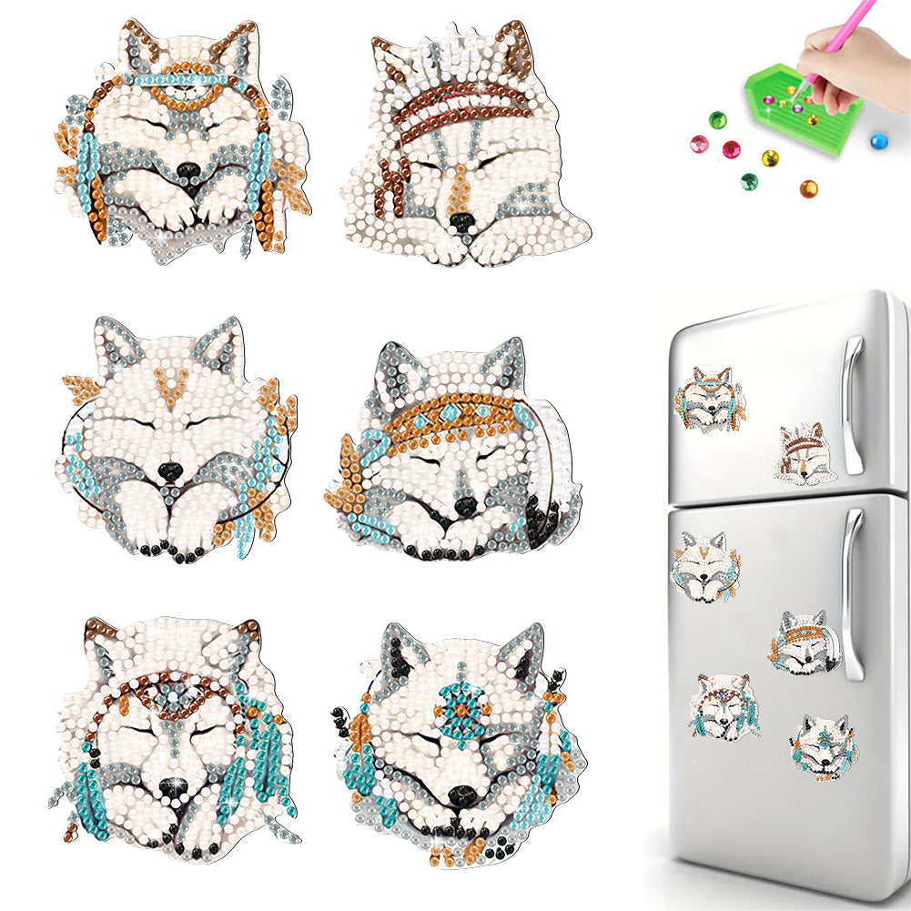 6Pcs Special Shape Animal Diamond Painting Fridge Magnet Diamond Magnets Decals