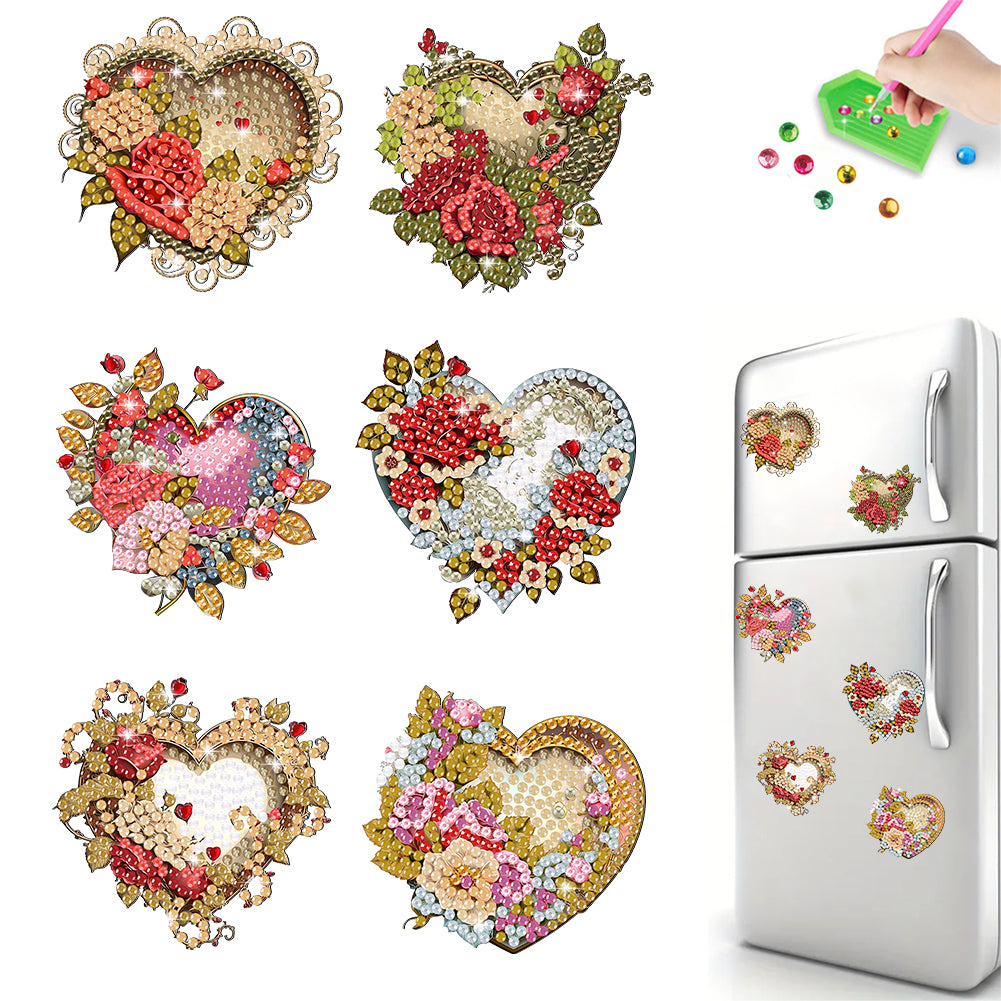 6Pcs Special Shape Animal Diamond Painting Fridge Magnet Diamond Magnets Decals