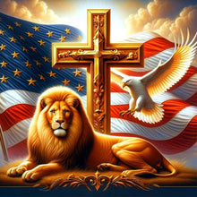Load image into Gallery viewer, Diamond Painting - Full Round - american flag lion (40*40CM)
