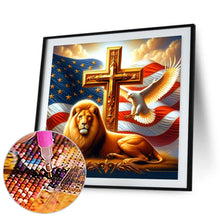 Load image into Gallery viewer, Diamond Painting - Full Round - american flag lion (40*40CM)
