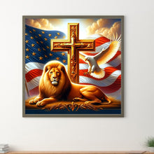 Load image into Gallery viewer, Diamond Painting - Full Round - american flag lion (40*40CM)
