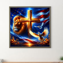 Load image into Gallery viewer, Diamond Painting - Full Round - american flag lion (40*40CM)
