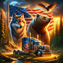 Load image into Gallery viewer, Diamond Painting - Full Round - american flag wolf (40*40CM)
