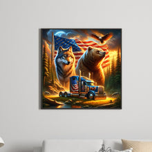 Load image into Gallery viewer, Diamond Painting - Full Round - american flag wolf (40*40CM)
