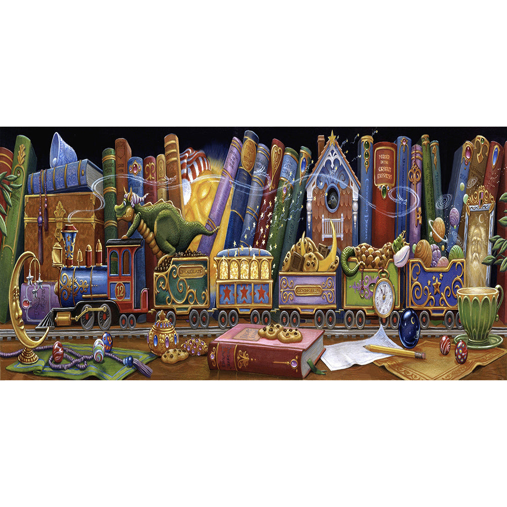 Diamond Painting - Full Round - cartoon book dragon (60*30CM)