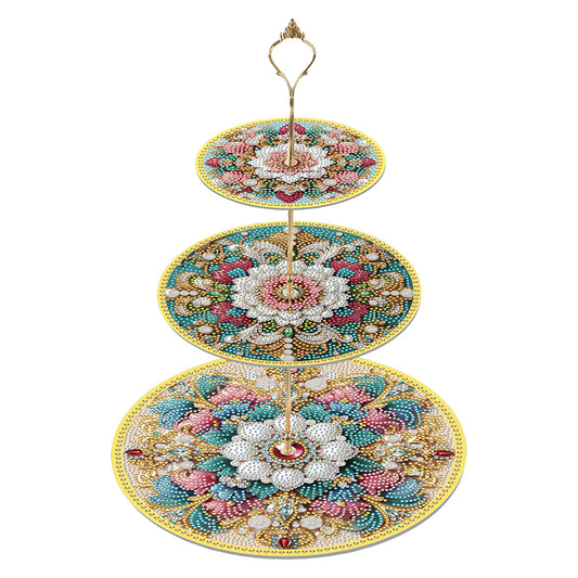 3 Tier Mandala Diamond Painting Cupcake Stand Diamond Art Tiered Serving Tray