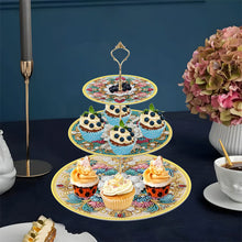 Load image into Gallery viewer, 3 Tier Mandala Diamond Painting Cupcake Stand Diamond Art Tiered Serving Tray
