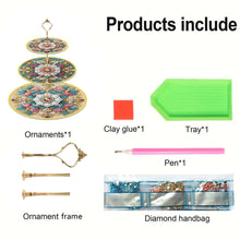 Load image into Gallery viewer, 3 Tier Mandala Diamond Painting Cupcake Stand Diamond Art Tiered Serving Tray
