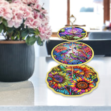 Load image into Gallery viewer, 3 Tier Sunflower Diamond Painting Cupcake Stand Diamond Art Tiered Serving Tray
