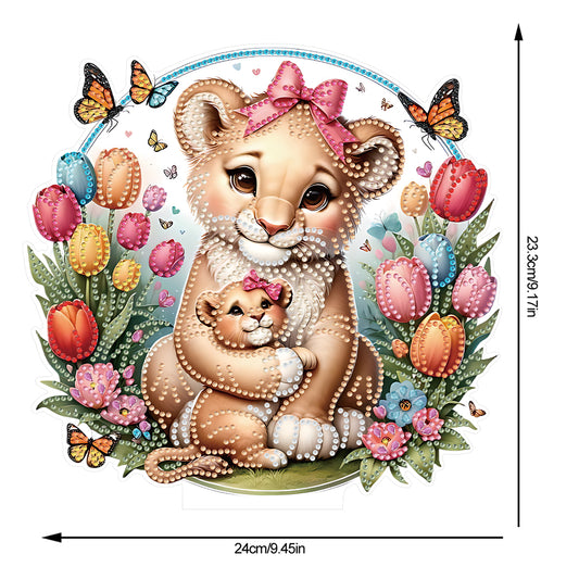 Double Side Parent-Child Tiger Diamond Painting Desktop Ornaments for Home Decor