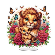 Load image into Gallery viewer, Double Side Parent-Child Lion Diamond Painting Desktop Ornaments for Home Decor
