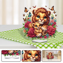 Load image into Gallery viewer, Double Side Parent-Child Lion Diamond Painting Desktop Ornaments for Home Decor
