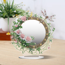 Load image into Gallery viewer, Acrylic Flowers Dragonfly DIY Diamond Art Mirror Crystal Diamond Painting Mirror
