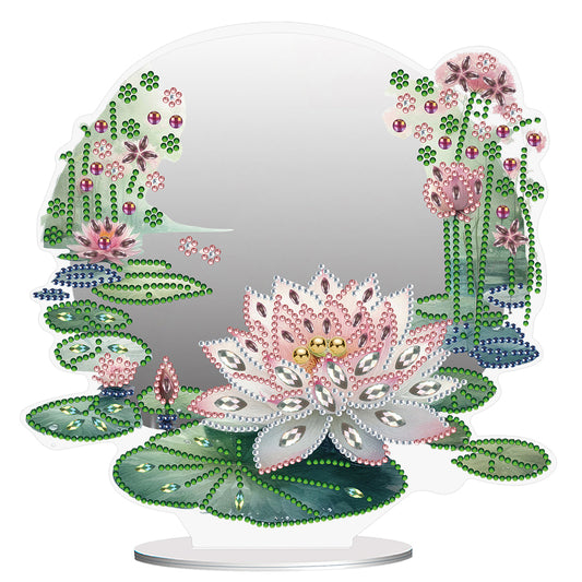 Acrylic Lotus DIY Diamond Art Mirror Crystal Diamond Art Painting Mirror Decor