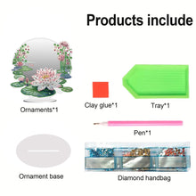 Load image into Gallery viewer, Acrylic Lotus DIY Diamond Art Mirror Crystal Diamond Art Painting Mirror Decor
