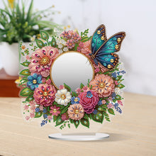 Load image into Gallery viewer, Acrylic Flowers Butterfly DIY Diamond Art Mirror Crystal Diamond Painting Mirror
