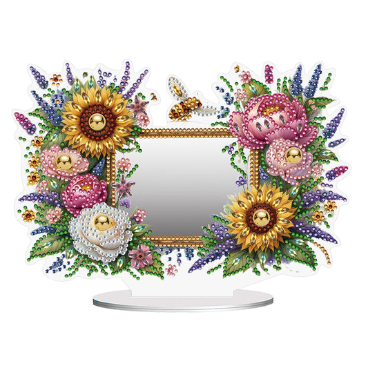 Acrylic Bee Sunflower DIY Diamond Art Mirror Crystal Diamond Art Painting Mirror