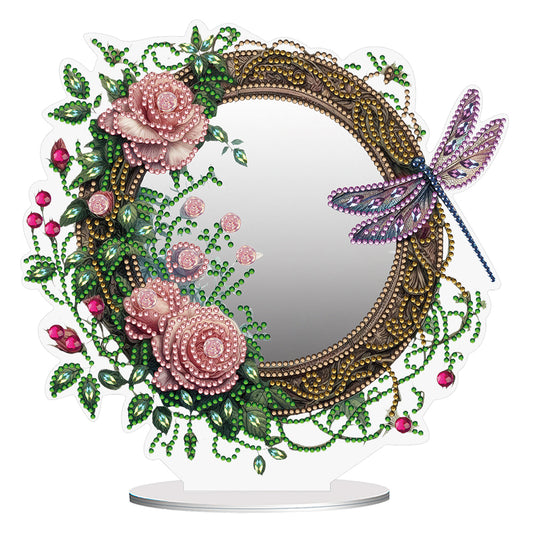 Acrylic Flowers Dragonfly DIY Diamond Art Mirror Crystal Diamond Painting Mirror