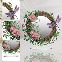 Load image into Gallery viewer, Acrylic Flowers Dragonfly DIY Diamond Art Mirror Crystal Diamond Painting Mirror
