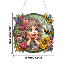 Load image into Gallery viewer, Double Sided Special Shape Cute Girl Diamond Art Pendant for Garden Window Decor

