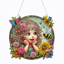 Load image into Gallery viewer, Double Sided Special Shape Cute Girl Diamond Art Pendant for Garden Window Decor
