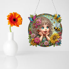 Load image into Gallery viewer, Double Sided Special Shape Cute Girl Diamond Art Pendant for Garden Window Decor
