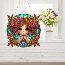 Load image into Gallery viewer, Double Sided Special Shape Cute Girl Diamond Art Pendant for Garden Window Decor
