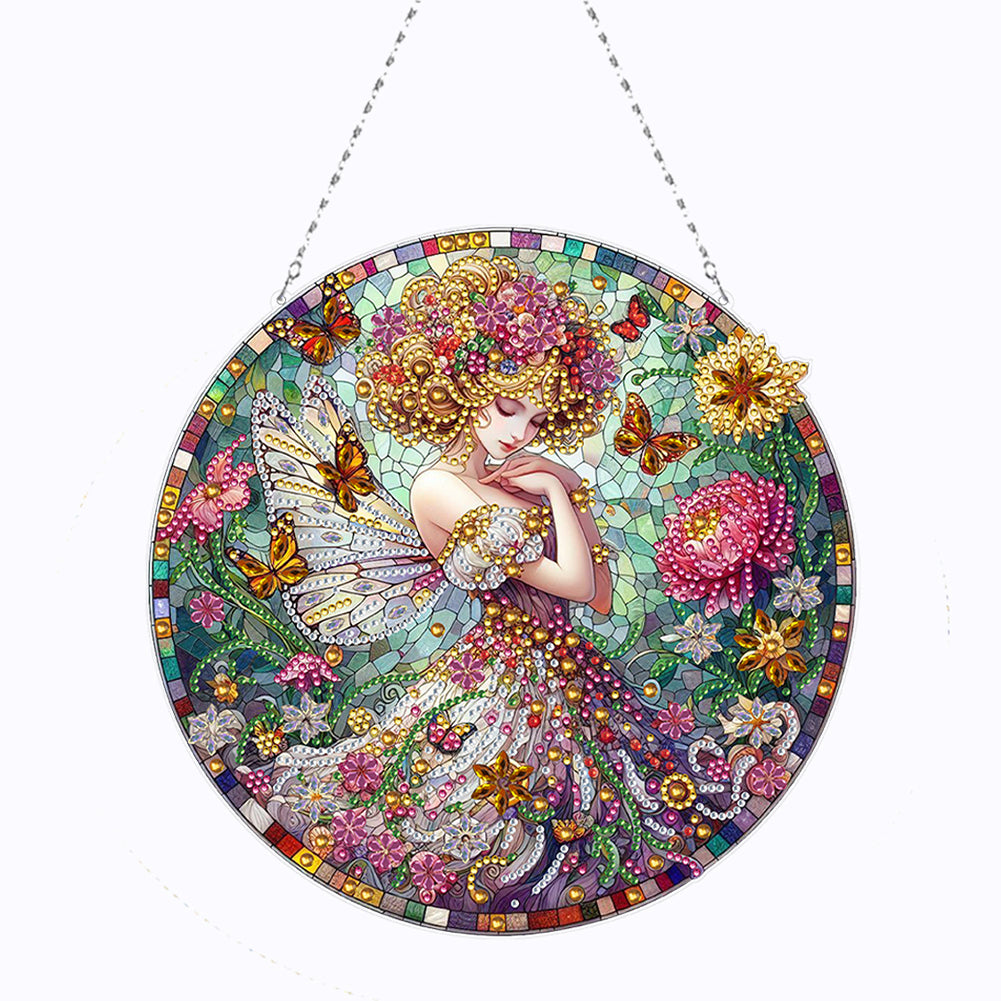 Double Sided Special Shape Butterfly Girl Diamond Painting Decor for Wall Window