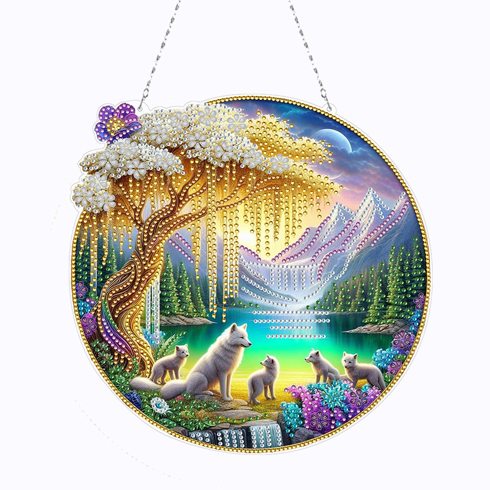 Landscape Double Sided Effect Diamond Painting Hanging Pendant for Kid DIY Craft