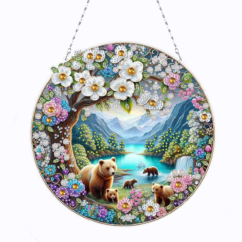 Landscape Double Sided Effect Diamond Painting Hanging Pendant for Kid DIY Craft