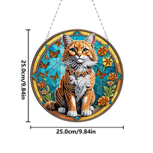 Load image into Gallery viewer, Cat Dog Double Sided Effect Diamond Painting Hanging Pendant Home Windows Decor
