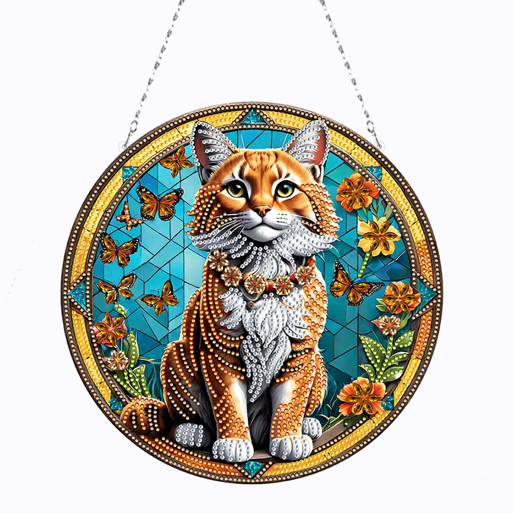 Cat Dog Double Sided Effect Diamond Painting Hanging Pendant Home Windows Decor