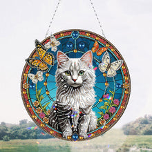 Load image into Gallery viewer, Cat Dog Double Sided Effect Diamond Painting Hanging Pendant Home Windows Decor
