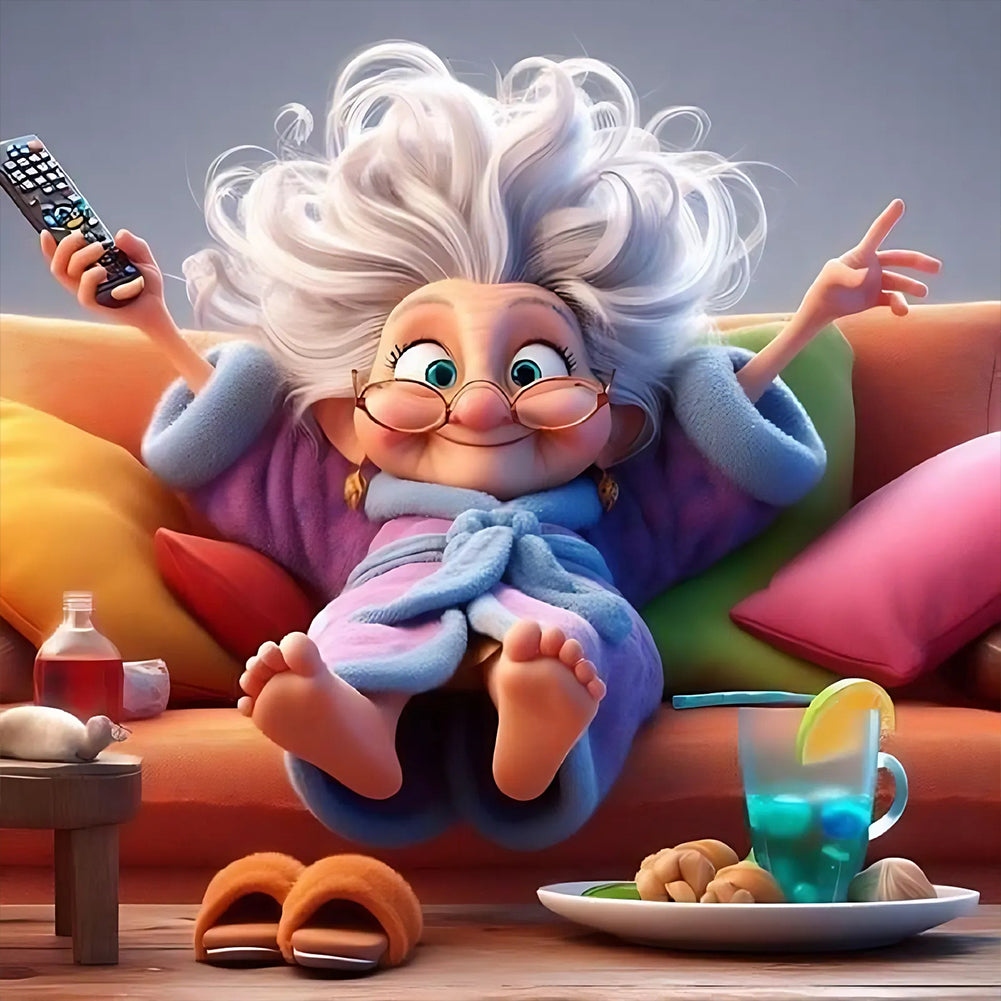 Diamond Painting - Full Round - Funny grandma (40*40CM)