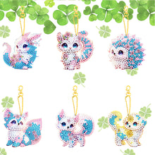 Load image into Gallery viewer, 6Pcs Acrylic Double Sided Fantasy Animals Diamond Painting Keychain for Adults
