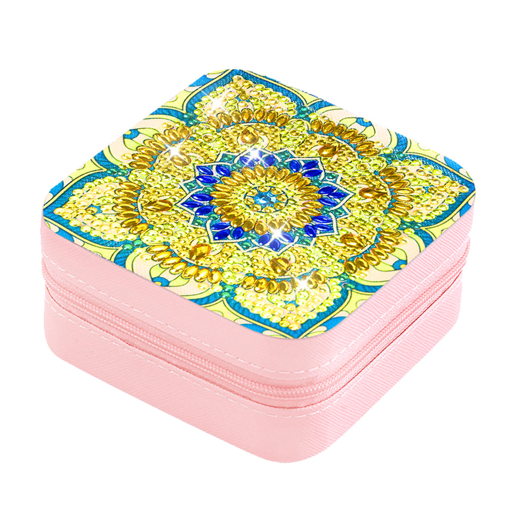 PU Partial Special Shaped Mandala Diamond Art Jewelry Box for Necklaces Earrings