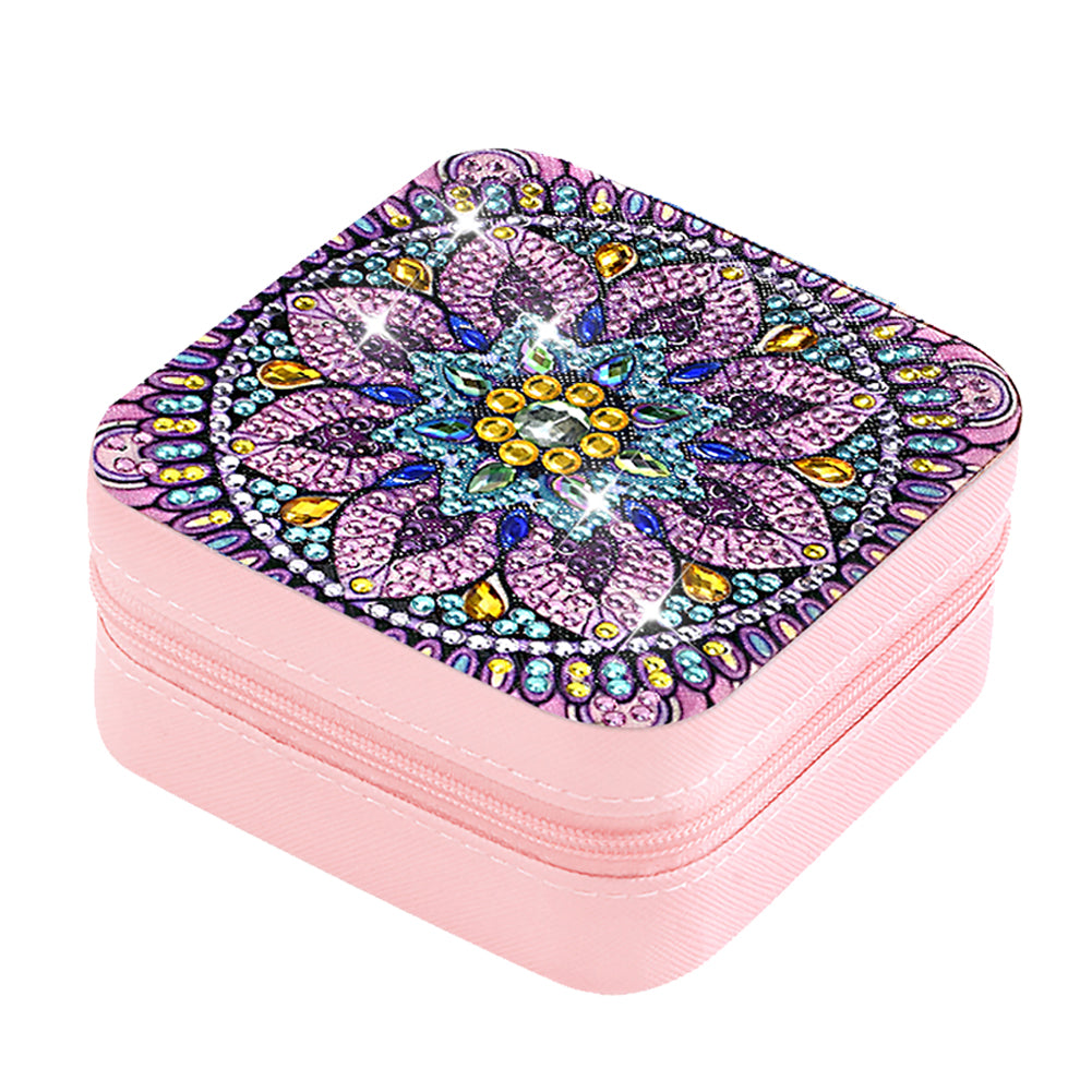 PU Partial Special Shaped Mandala Diamond Art Jewelry Box for Necklaces Earrings