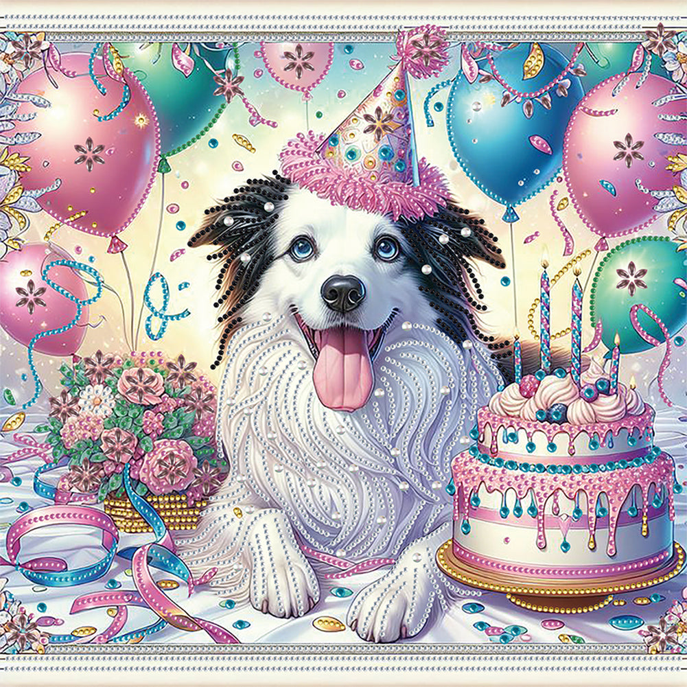 Diamond Painting - Partial Special Shaped - birthday dog (40*40CM)
