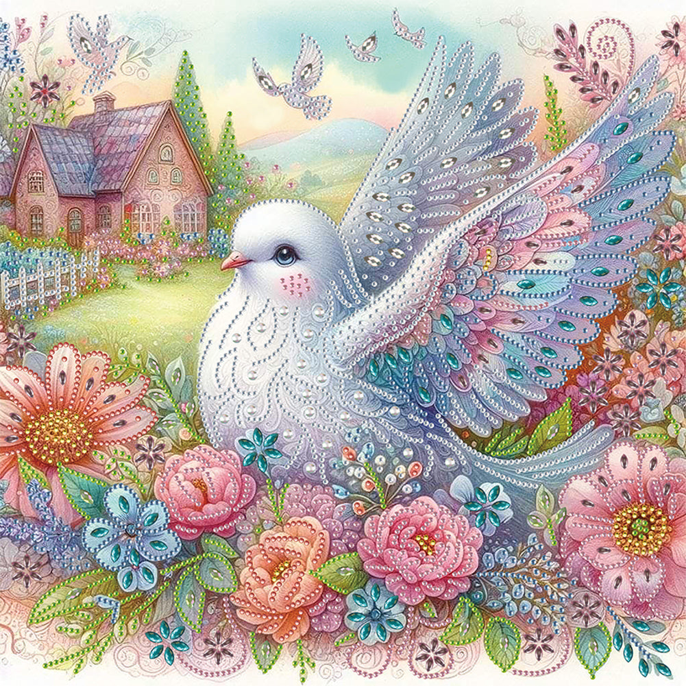 Diamond Painting - Partial Special Shaped - white dove (40*40CM)